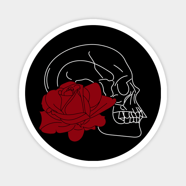 Skull and red rose t-shirt, stickers, cases, notebooks, pillows, totes, masks Magnet by Anastasia Letunova